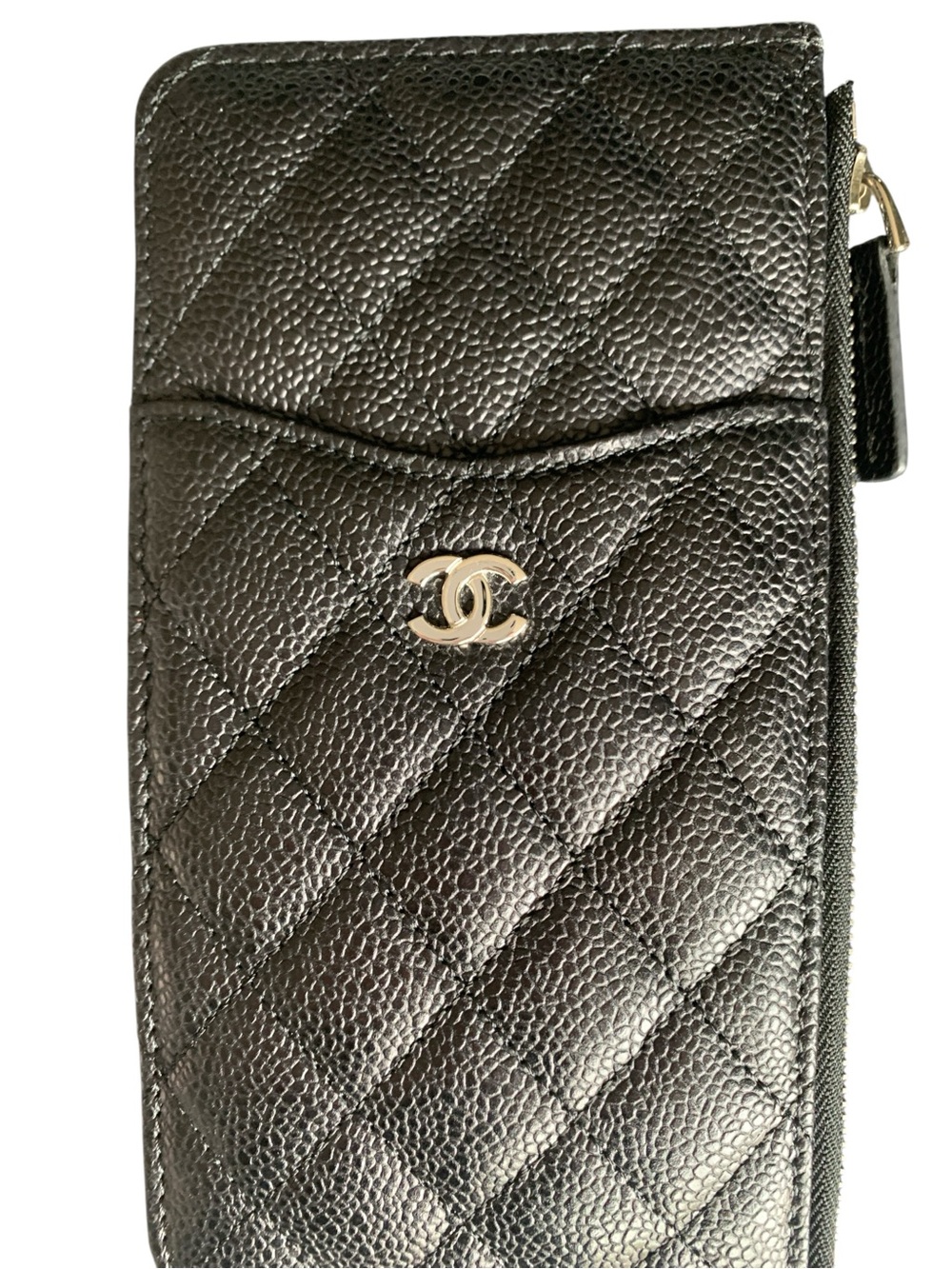 🆕🖤 CC Quilted Caviar Card Holder Wallet with Zip Pocket - Picture 5 of 6